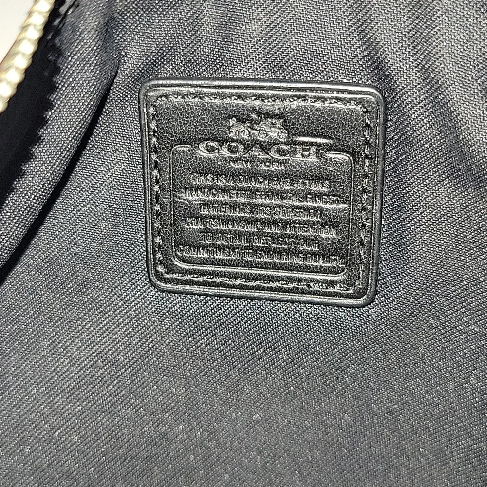 Coach Black Floral Leather Zip Wristlet